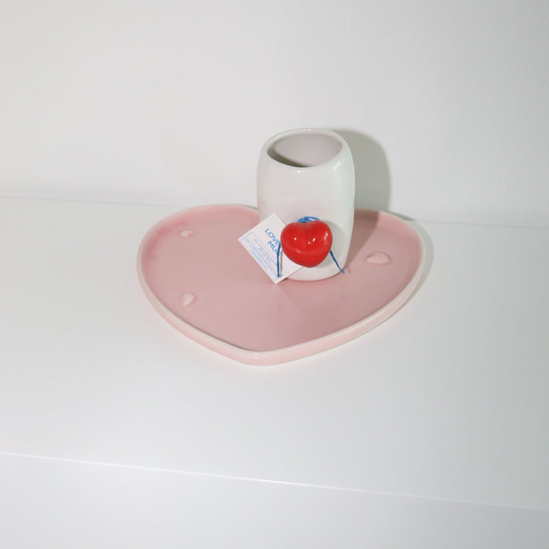 LOVE-FAT-MUG(WHITE/RED)+LOVE PLATE(PINK)-GIFT BOX