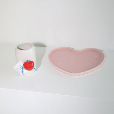 [MAEIRE] LOVE-FAT-MUG(WHITE/RED)+LOVE PLATE(PINK)-GIFT BOX