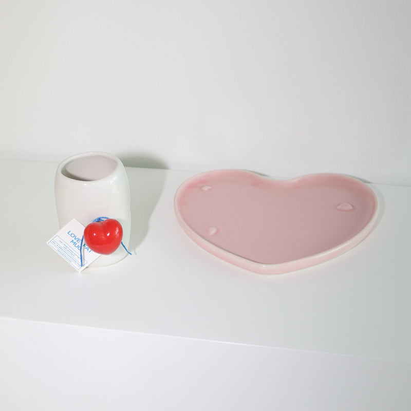 [MAEIRE] LOVE-FAT-MUG(WHITE/RED)+LOVE PLATE(PINK)-GIFT BOX