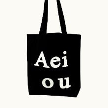 [YUNS] Aeiou Logo Bag (Cotton 100%) Black