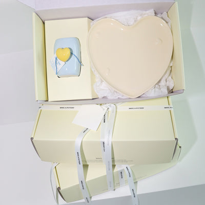 LOVE-FAT-MUG(SKY/YELLOW)+LOVE PLATE(YELLOW)-GIFT BOX