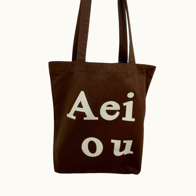 [YUNS] Aeiou Logo Bag (Cotton 100%) Chocolate