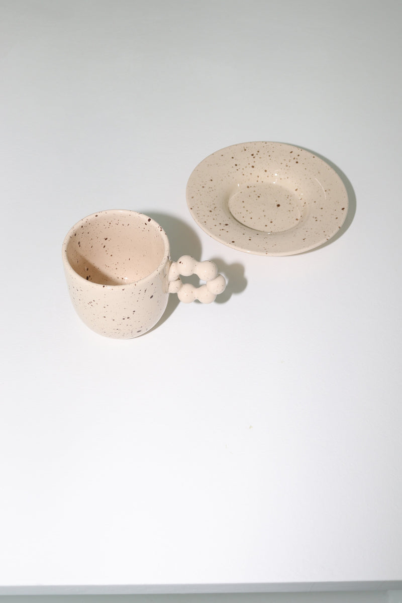 BEADS COFFEE CUP/SAUCER(BEIGE)