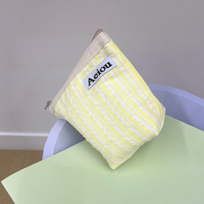 Aeiou Basic Pouch (Size M) Bedding Yellow Stripe