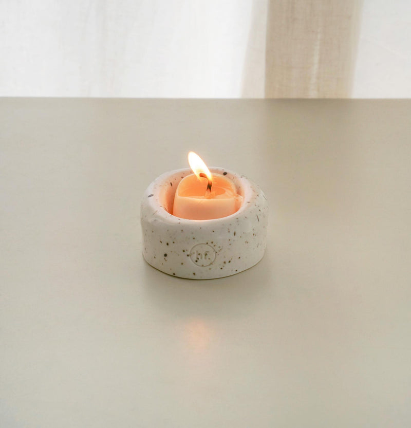 [E.PALETTE] 5735 Candle & Holder SET Oatmeal Stone