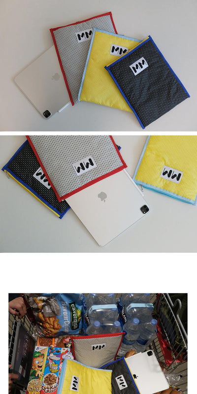 [ORDINARY PLUS] Fluffy Shield For IPad Pouch White&amp;Red