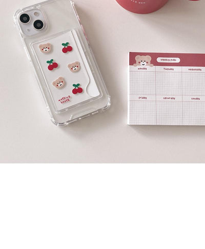 Bebe Cherry Pattern カード収納型スマホケース