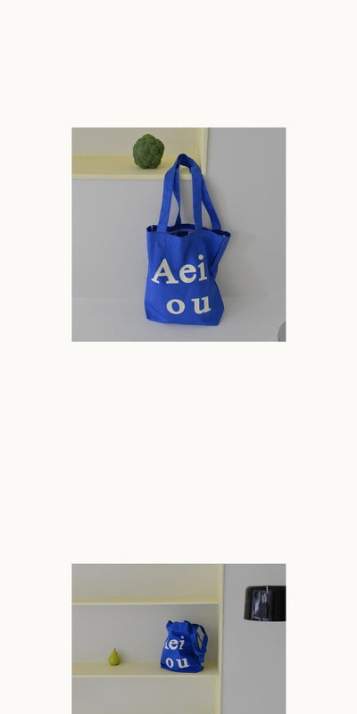 [YUNS] Aeiou Logo Bag (Cotton100%) Summer Blue