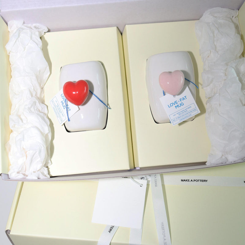LOVE-FAT-MUG(WHITE/RED)+LOVE-FAT-MUG(WHITE/PINK)-GIFT BOX