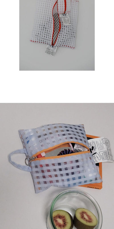 Glossy Cross Stripes Pouch (Clementine Blue)