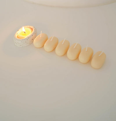[E.PALETTE] 5735 Candle & Holder SET Oatmeal Stone