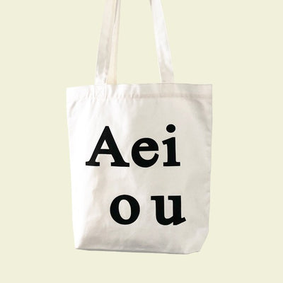 [ROOM 618] Aeiou Logo Bag (Cotton 100%) White