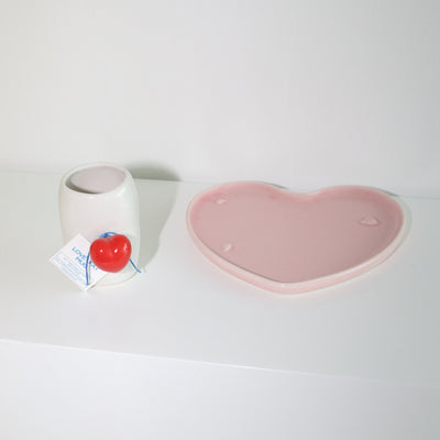 LOVE-FAT-MUG(WHITE/RED)+LOVE PLATE(PINK)-GIFT BOX
