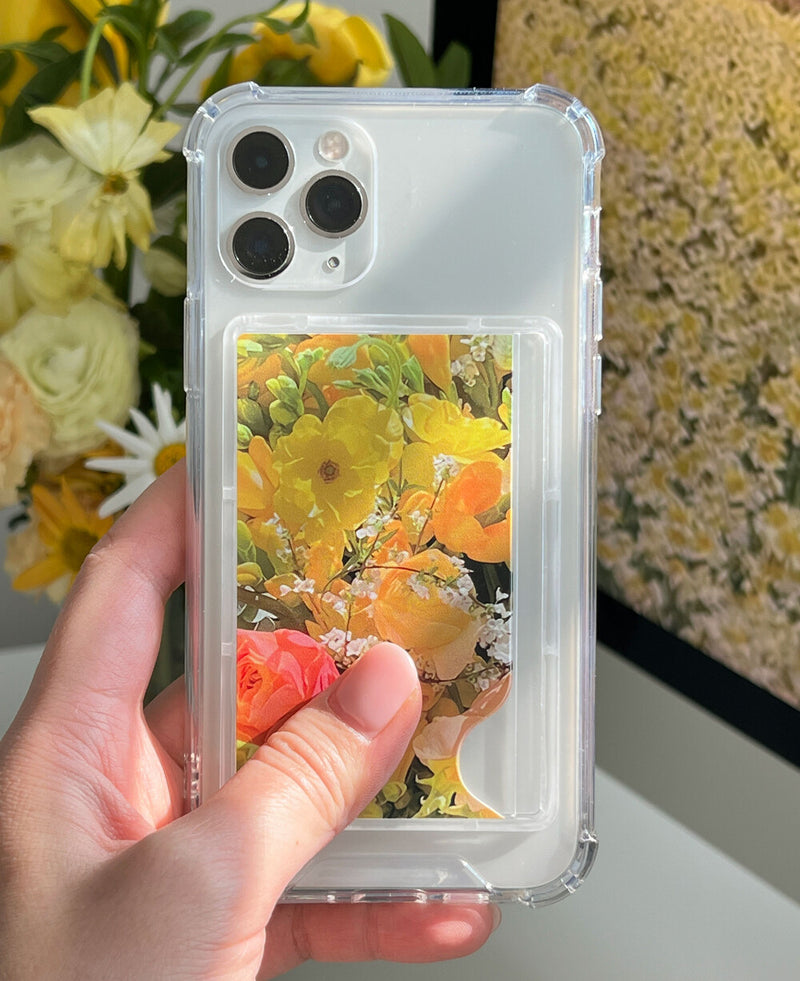 Card storage smartphone case Yellow Flowers