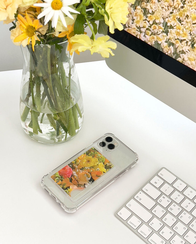 Card storage smartphone case Yellow Flowers