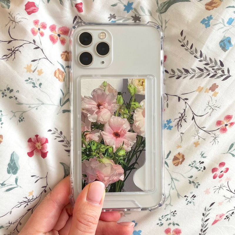 Card storage smartphone case Pink Flowers