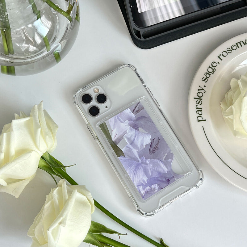 Card storage smartphone case Purple Flower