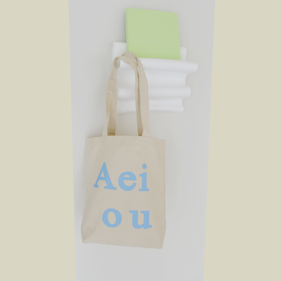 [ORDINARY PLUS] Aeiou Logo Bag (Cotton100%) Afternoon Beige