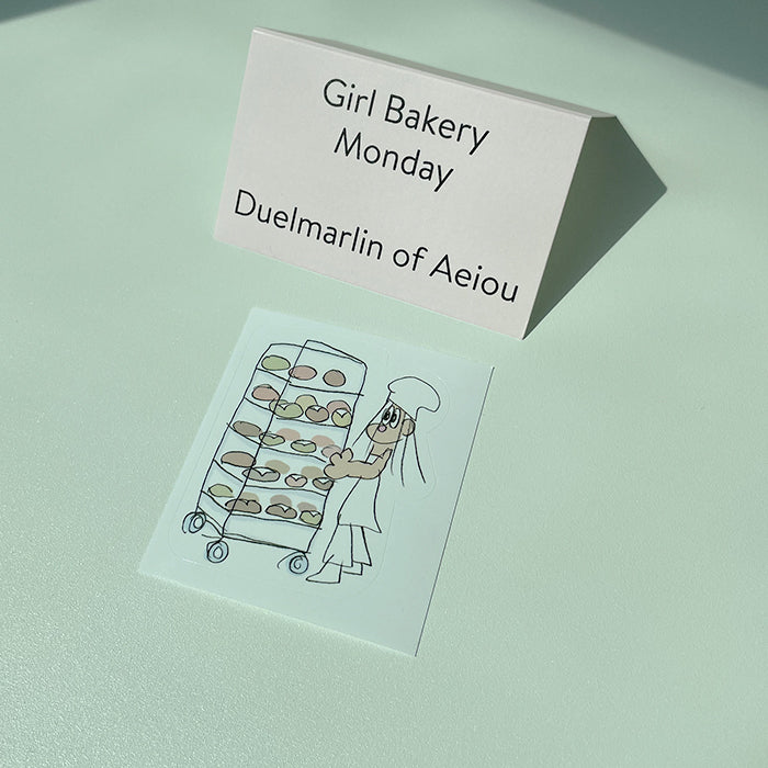 [BONBON] Girl Bakery sticker/Monday 6 pieces set