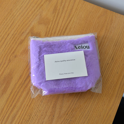 Aeiou Basic Pouch ( M size ) Neon Purple Fur