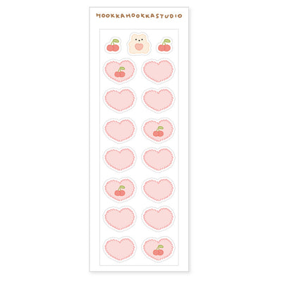 Heart Pom Pom Sticker [baby Pink]