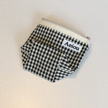 [ROOM 618] Basic Pouch (M size) Black Ginghamcheck