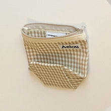 [MINUE] Basic Pouch (M size) Beige Ginghamcheck 