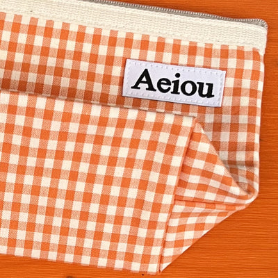 Aeiou Basic Pouch (L Size) Tangerine Check