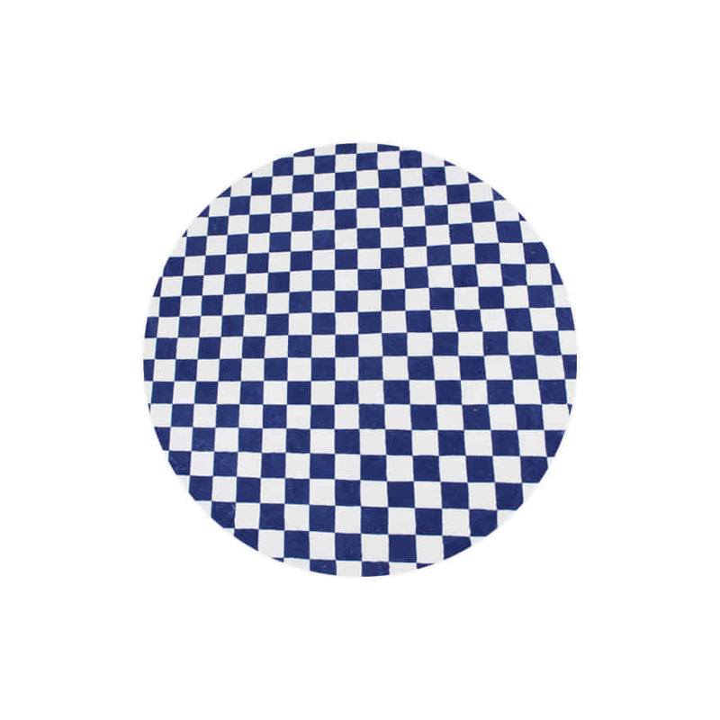 Vivid Blue Checkerboard インテリア 円形ラグ