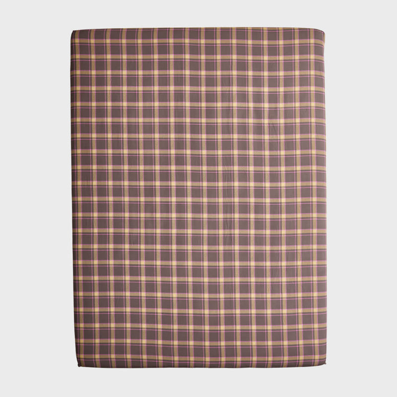 Vintage Check Pink Brown Mattress Cover SS/Q