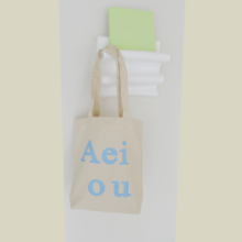 [E.PALETTE] Aeiou Logo Bag (Cotton100%) Afternoon Beige