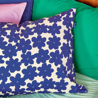 Blue Flower パターン レイヤード枕カバー 2material
