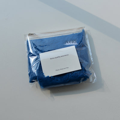 Aeiou Basic Pouch (M Size) Blue Stone Fur