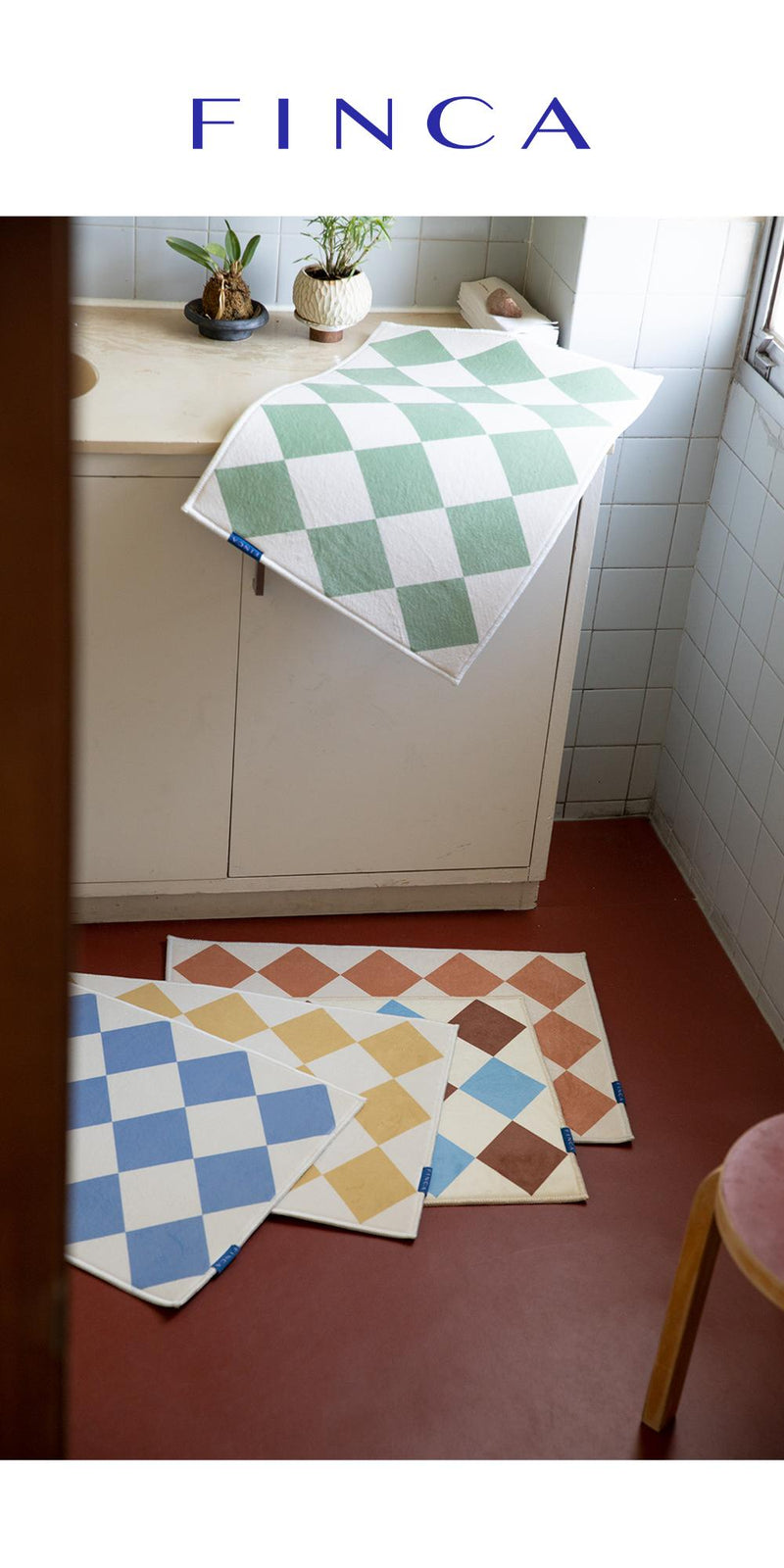 Diamond Tile Floor Mat Apricot 3sizes