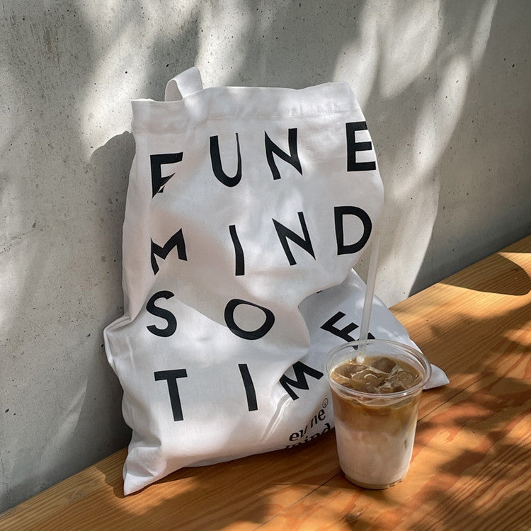 typography linen bag