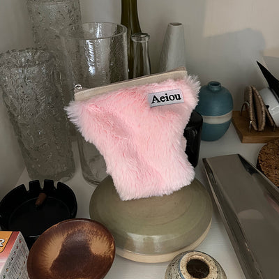 Aeiou Basic Pouch (M Size) Pink Cotton Candy Fur