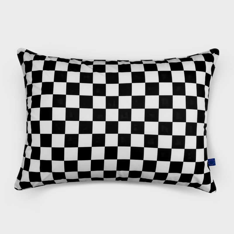 Black Checkerboard パターン レイヤード枕カバー 2material