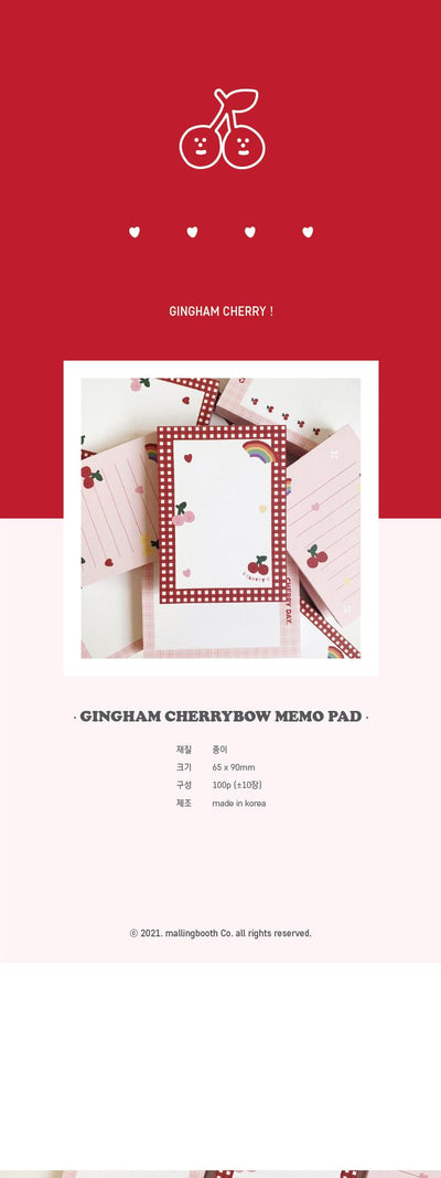 [HOLIDAY TIME] gingham cherrybow memo pad