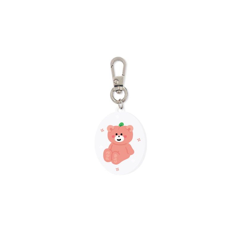 Peach bear acrylic key ring