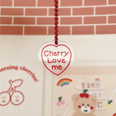 Cherry &amp; Heart acrylic key ring