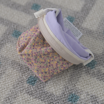 Aeiou Basic Pouch (M Size) Grandma Flower Corduroy Purple