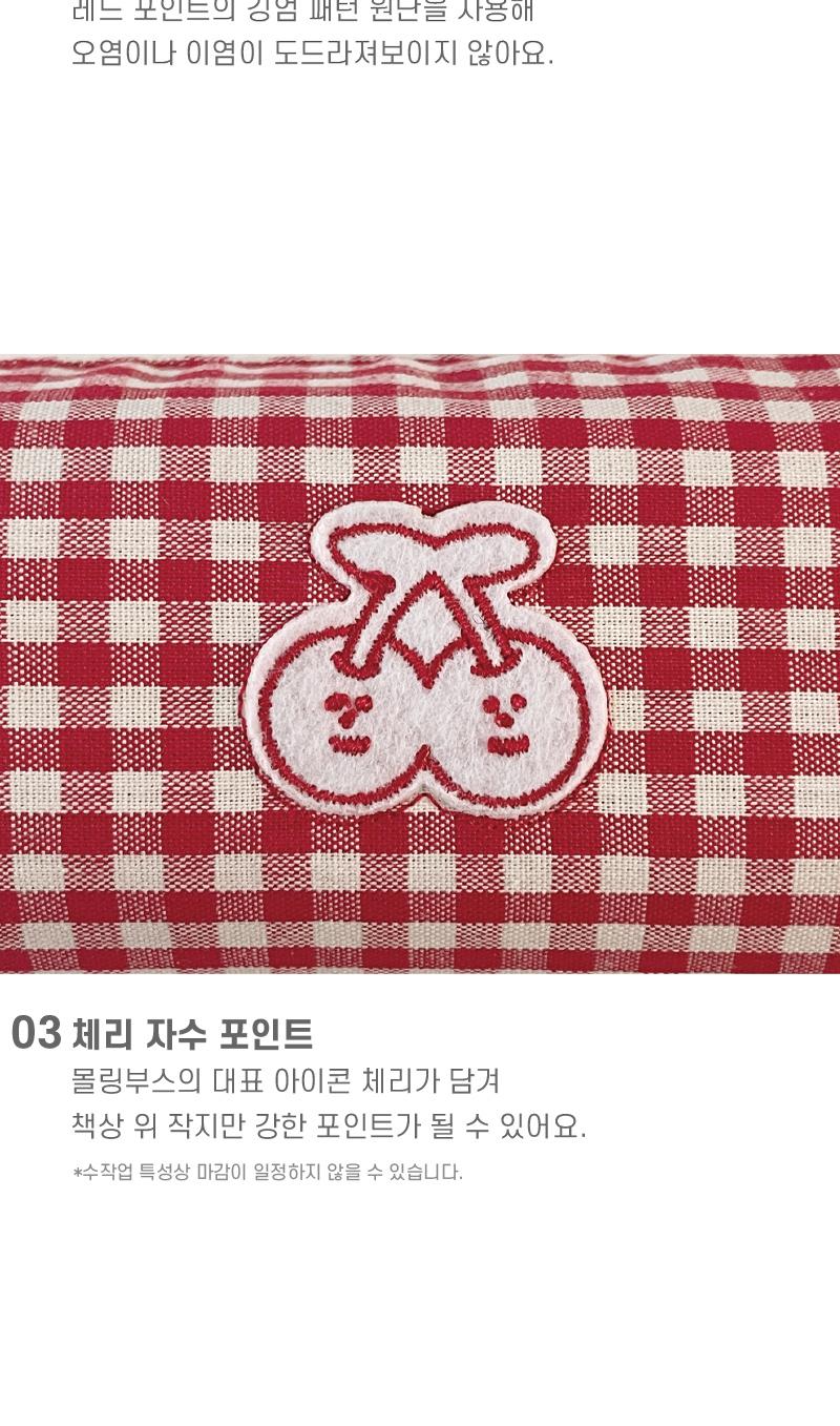 Gingham cherry pencil pouch