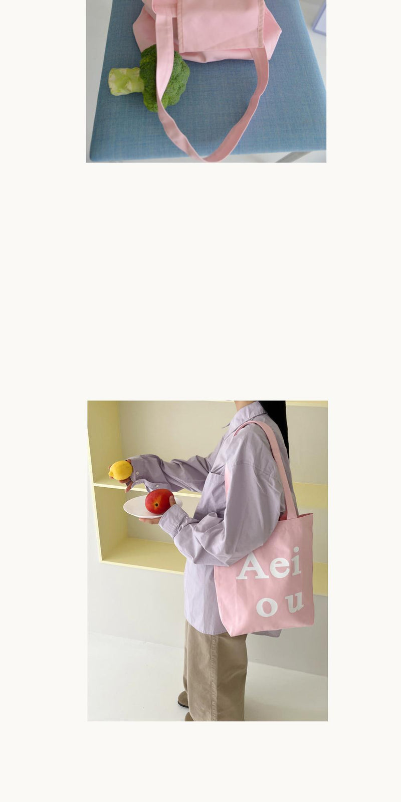 [E.PALETTE] Aeiou Logo Bag (Cotton100%) Strawberry Milk