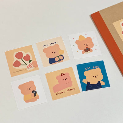 Chestnut bear square sticker 12 types set