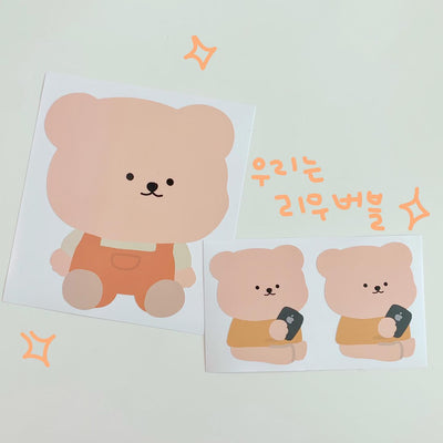 Orange Bear Big Removable Sticker