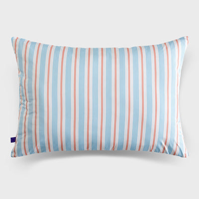 Blue & Orange Stripe パターン レイヤード枕カバー 2material