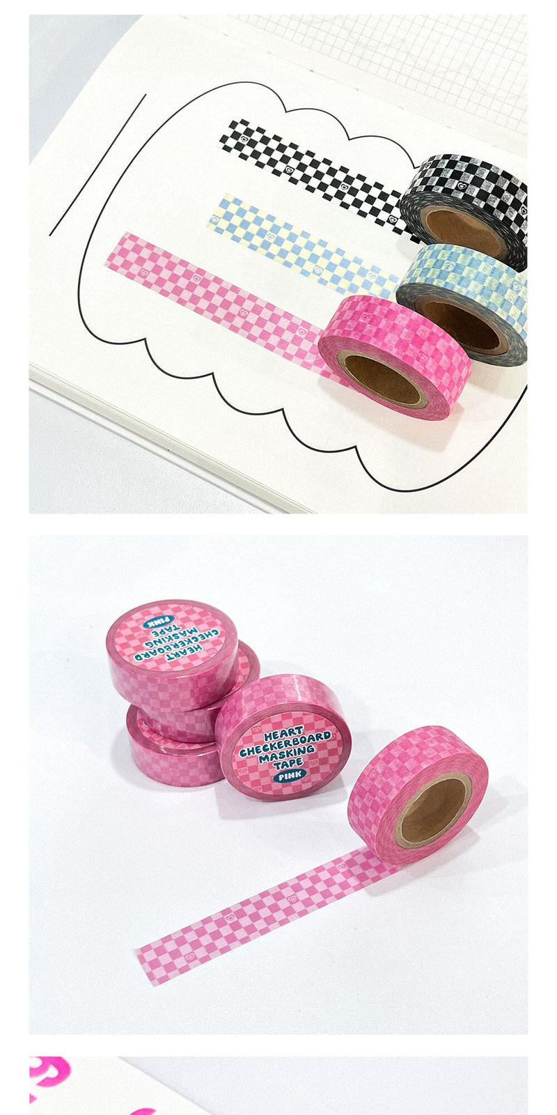 Heart Checkerboard Masking Tape_Pink