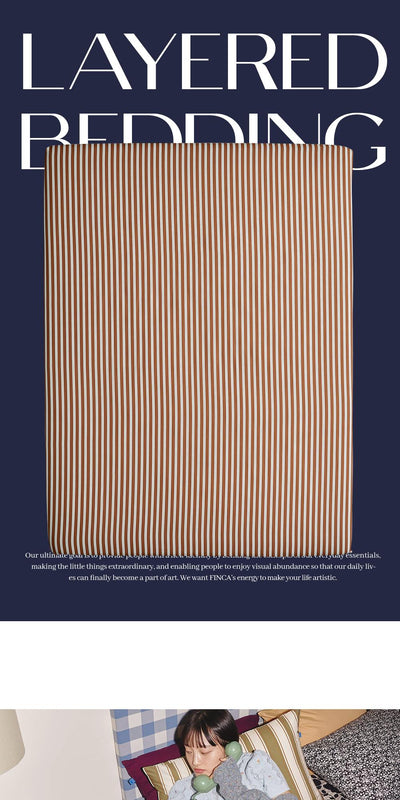 Vintage Ticking Stripe Brown Mattress Cover SS/Q