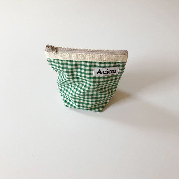 Basic Pouch (M size) Spring Green Check