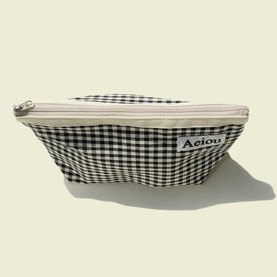 Basic Pouch (L size) Black Ginghamcheck